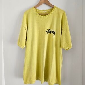 Vintage Stussy Shirt Mens 2XL Yellow Logo Streetwear Y2K